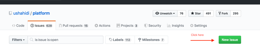 New Issue button in GitHub