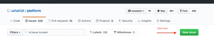 New Issue button in GitHub