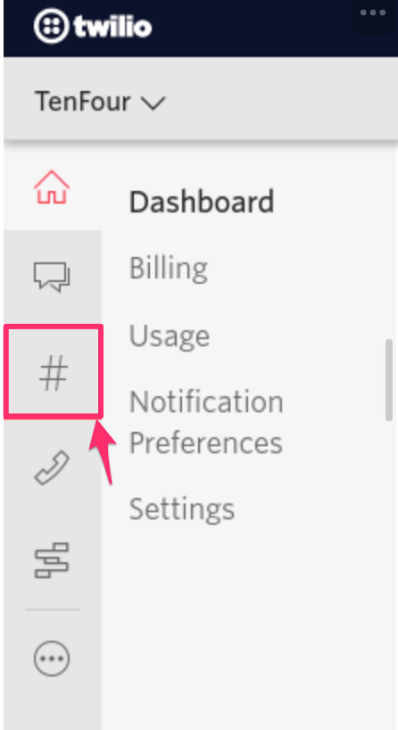 Buy a number - # icon highlighted in the sidebar