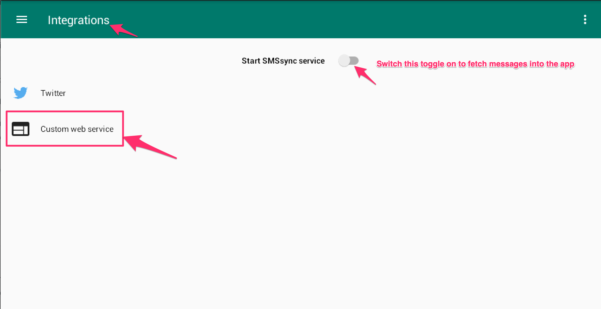 Integration screen