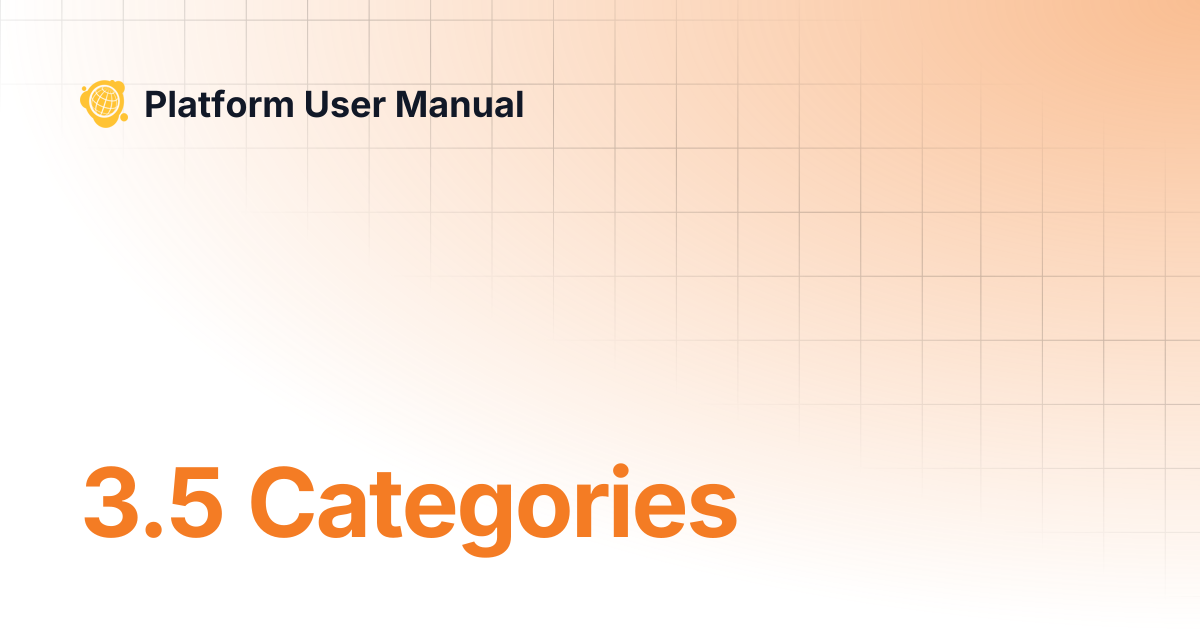 3.5 Categories | Platform User Manual