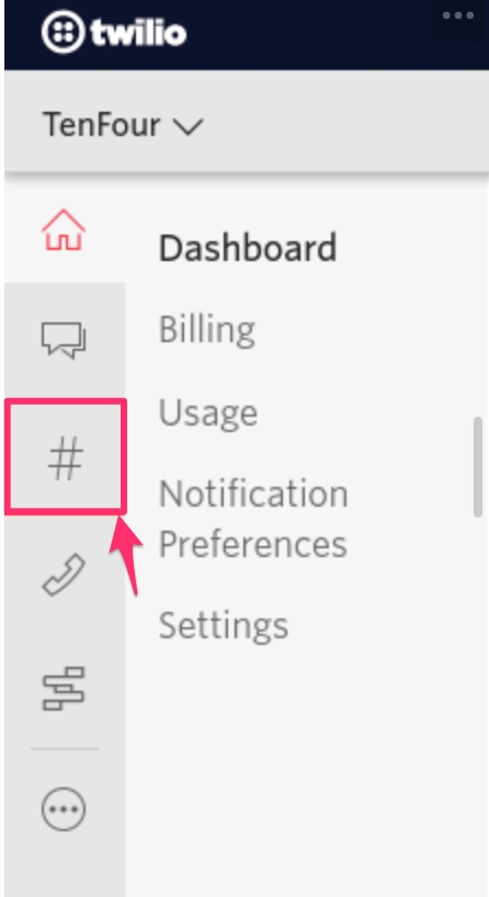 Buy a number - # icon highlighted in the sidebar