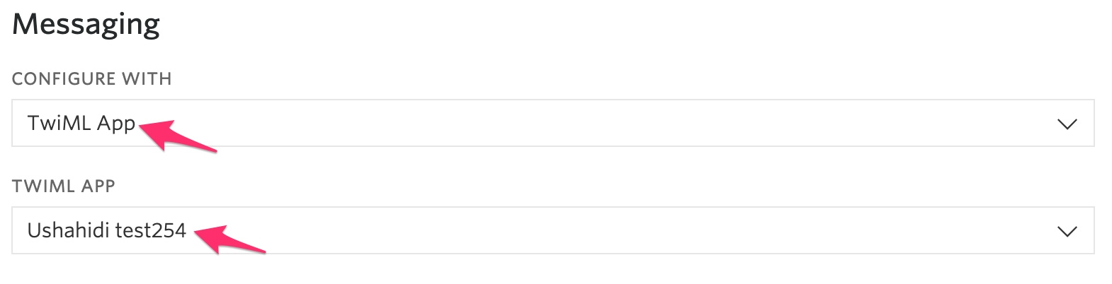 Configure with "TwiML App" and Enter the TWIML App friendly name