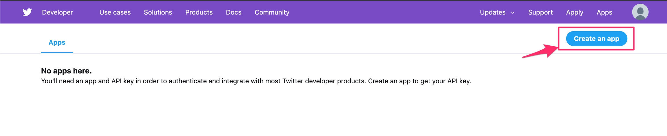 Get your API Keys - Create an api key button highlighted