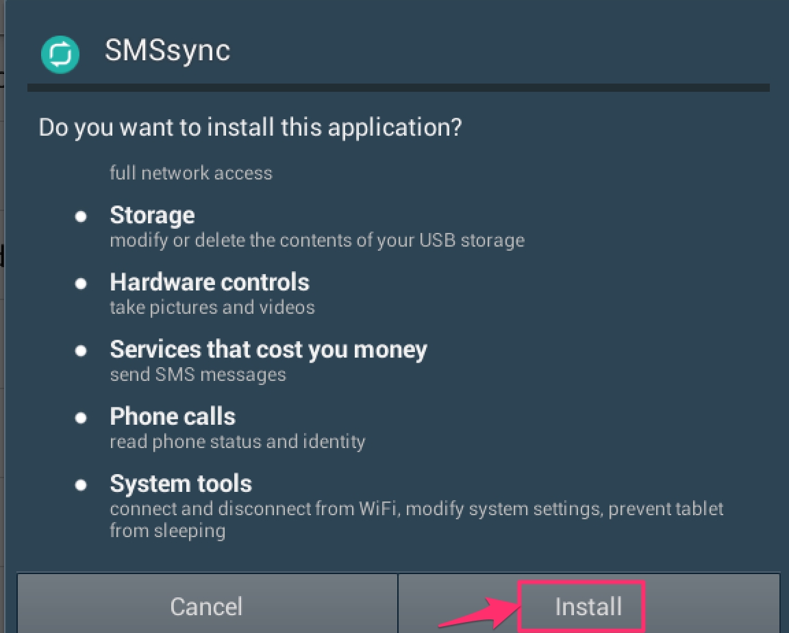 Installing SMSsync App on your phone