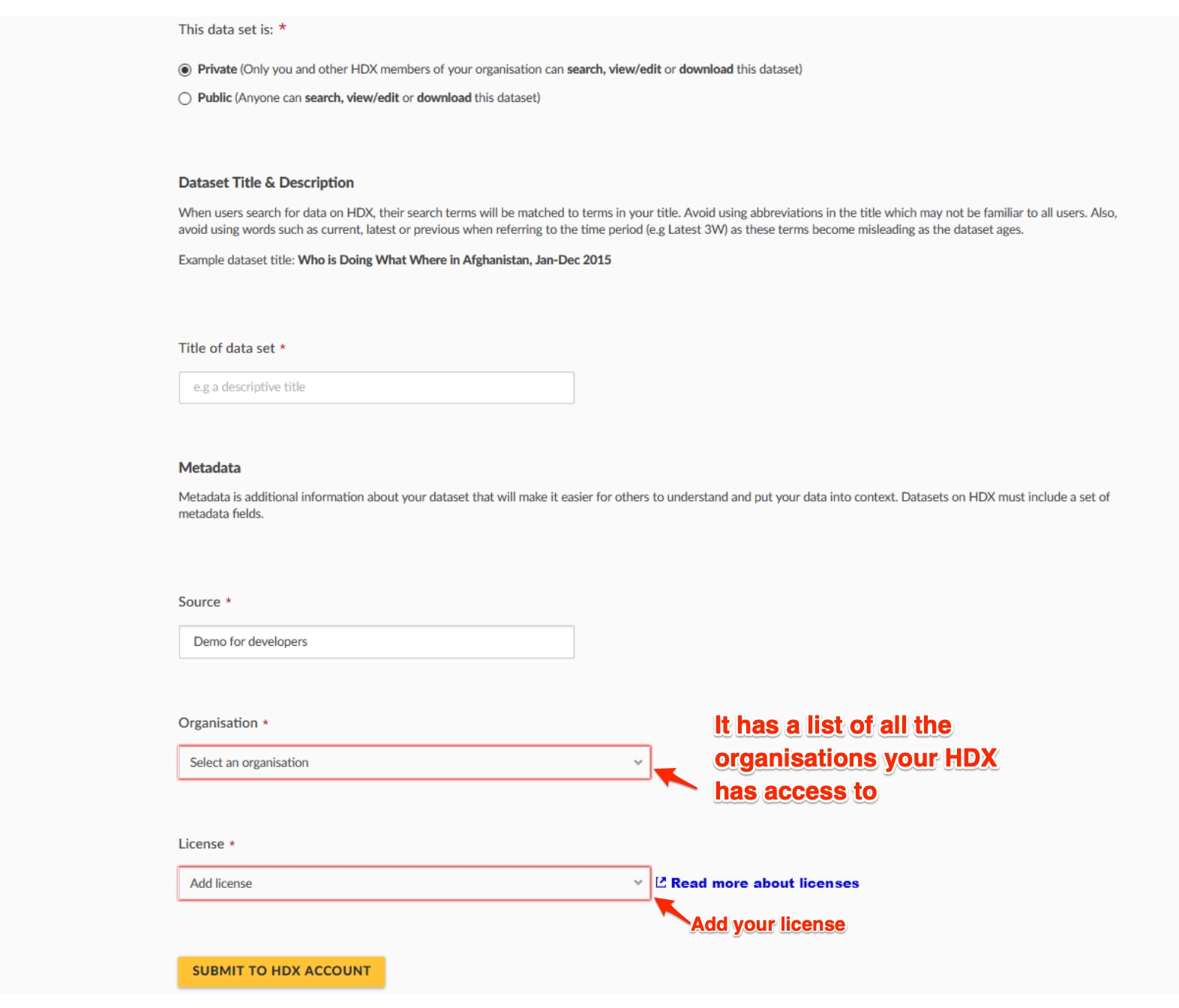HDX configuration page