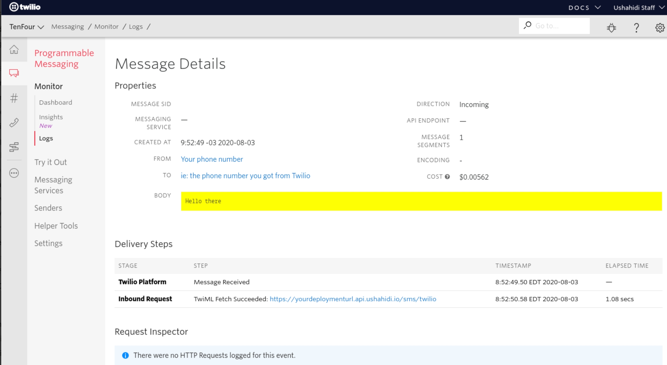 Details of a single Message